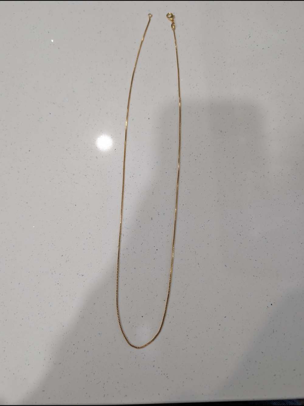 Real 18K Gold Plated Over 925 Sterling Silver Gold Box Chain Necklace - Picture 2 of 5